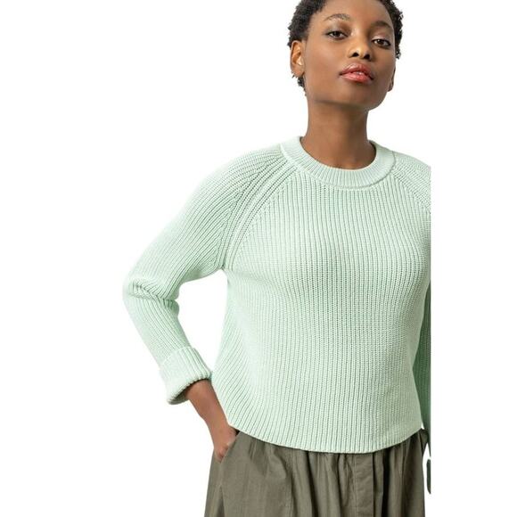 Lilla P Zip Back Raglan Sleeve Cropped Sweater Pistachio PA2748 Medium M NEW - Picture 1 of 4